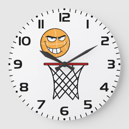 Grappig Glimmend Basketbal Gezicht Dunking Grote Klok (Voorkant)