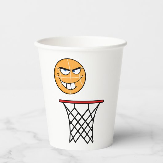 Grappig Glimmend Basketbal Gezicht Dunking Papieren Bekers (Voorkant)