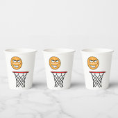 Grappig Glimmend Basketbal Gezicht Dunking Papieren Bekers