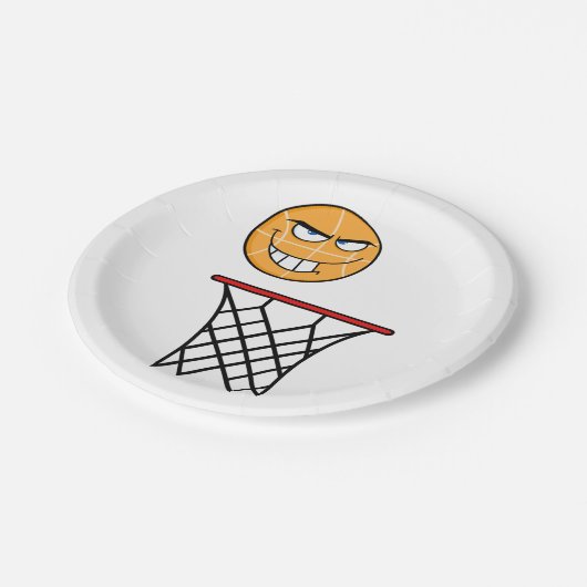 Grappig Glimmend Basketbal Gezicht Dunking Papieren Bordje (Gekanteld)