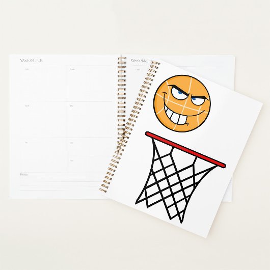 Grappig Glimmend Basketbal Gezicht Dunking Planner
