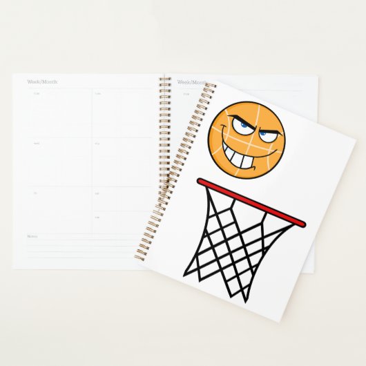Grappig Glimmend Basketbal Gezicht Dunking Planner (Display)