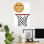 Grappig Glimmend Basketbal Gezicht Dunking Poster (Thuiskantoor)