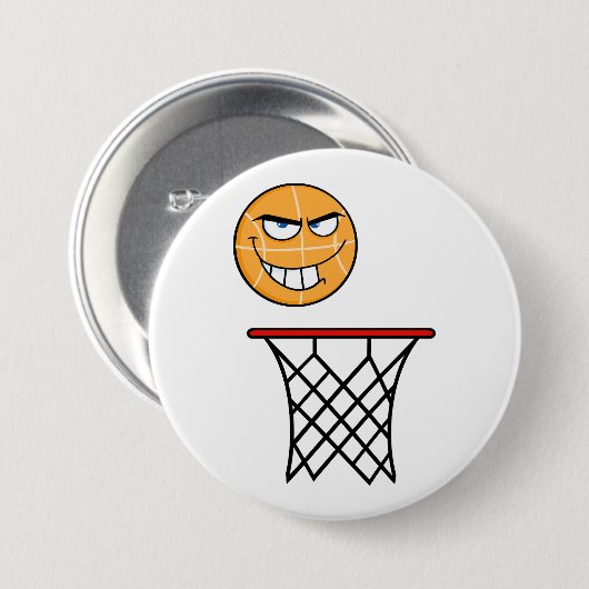 Grappig Glimmend Basketbal Gezicht Dunking Ronde Button 7,6 Cm (Voorkant /achterkant)