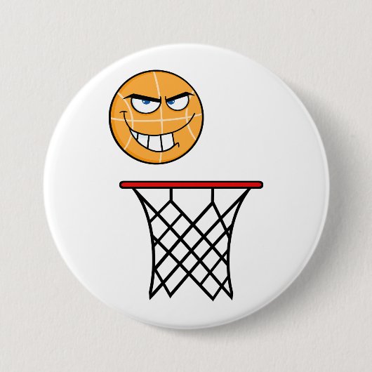 Grappig Glimmend Basketbal Gezicht Dunking Ronde Button 7,6 Cm (Voorkant)