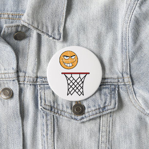 Grappig Glimmend Basketbal Gezicht Dunking Ronde Button 7,6 Cm