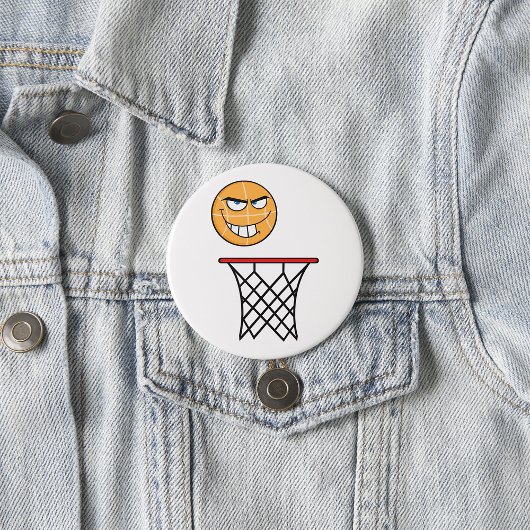 Grappig Glimmend Basketbal Gezicht Dunking Ronde Button 7,6 Cm