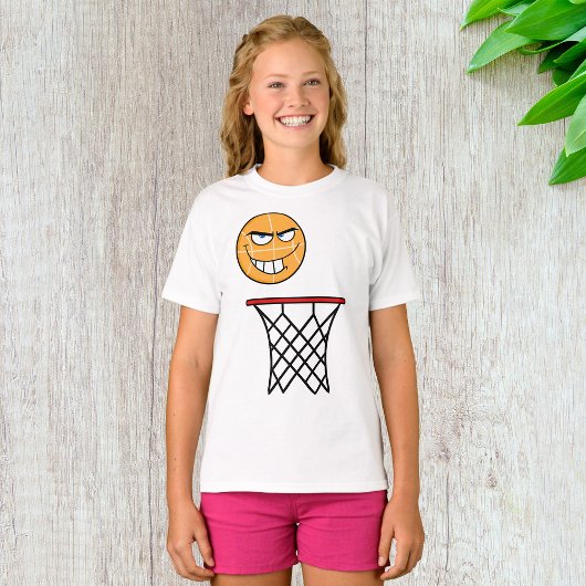 Grappig Glimmend Basketbal Gezicht Dunking T-shirt