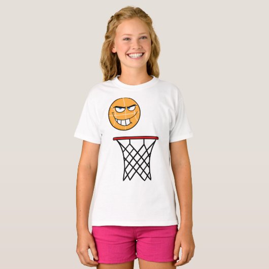Grappig Glimmend Basketbal Gezicht Dunking T-shirt (Voorkant volledig)