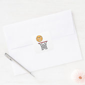 Grappig Glimmend Basketbal Gezicht Dunking Vierkante Sticker