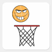 Grappig Glimmend Basketbal Gezicht Dunking Vierkante Sticker (Voorkant)