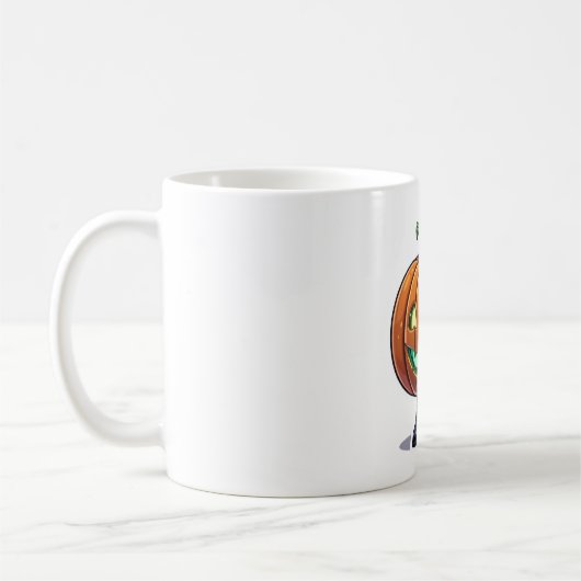 Grappig Gloeiende Pompoen Gezicht Halloween Mok Ko (Links)