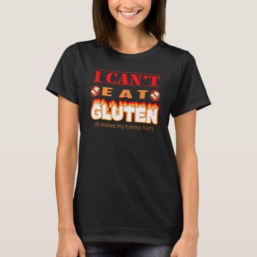 Grappig glutenintolerant ik kan geen gluten eten t-shirt (Voorkant)