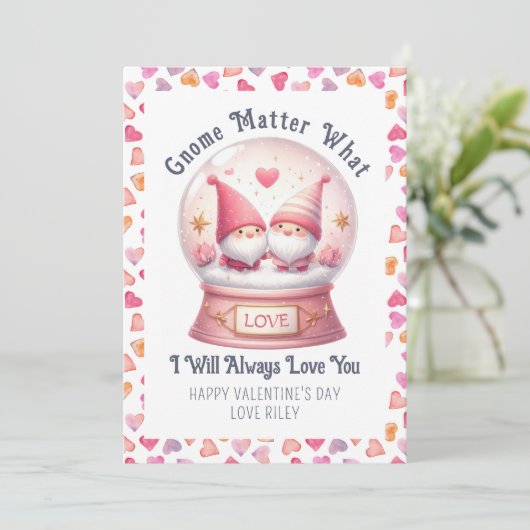 Grappig gnome materie wat Schattigee Valentijnsdag Feestdagenkaart (Staand voorkant)