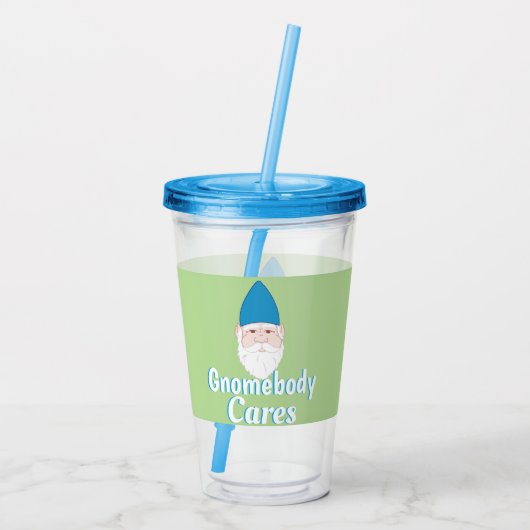 Grappig Gnomebody Cares Tuin Gnome Acryl Drinkbeker (Achterkant)