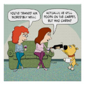 Grappig goed opgeleide wijn-serving hond poster (Voorkant)