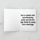 Grappig Goede Ei Waardering – Dank u Cadeau Bedankkaart (Binnen)