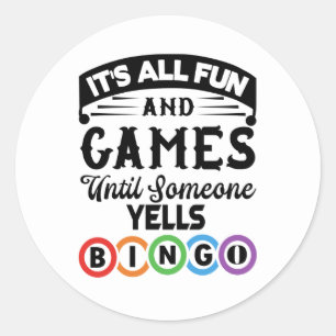 grappig gokken met Bingo's Ronde Sticker