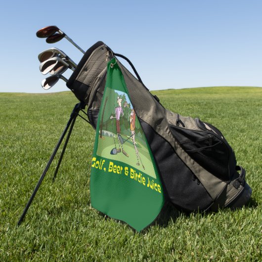 Grappig Golf, Bier & Birdie Juice Golfhanddoek (Groen)