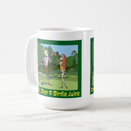 Grappig Golf, Bier & Birdie Juice Koffiemok (Voorkant links)