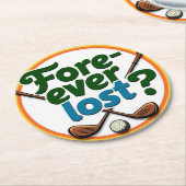 Grappig Golf Design: voor altijd verloren? Ronde Kartonnen Onderzetter (Gebogen)