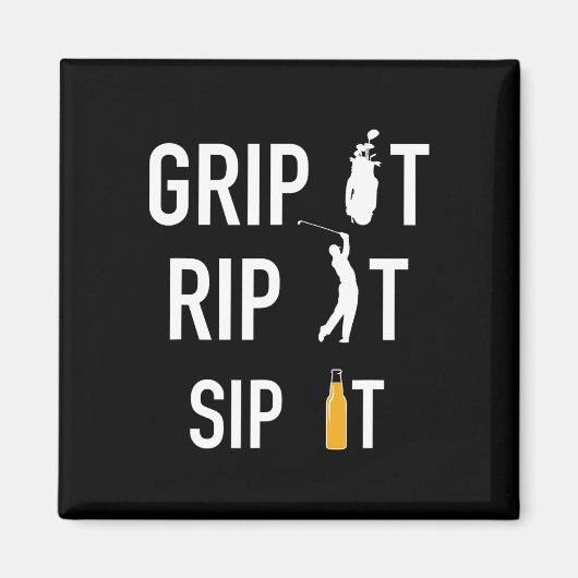 Grappig golf en bier greep het rip het sip it gift magneet (Voorkant)