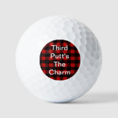 Grappig Golf Gift Derde putt is de charme rode pla Golfballen (Voorkant)