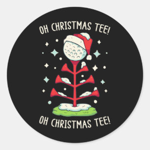 Grappig Golf Kerst Shirt Oh Kerst T-shirt Grappig Ronde Sticker