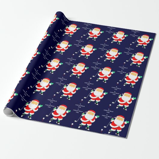 Grappig Golf Kerstmis Cadeaupapier (Uitgerold)