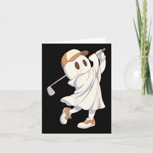 Grappig Golf Kostuum Halloween Ghost Spelen Graphi Kaart (Voorkant)