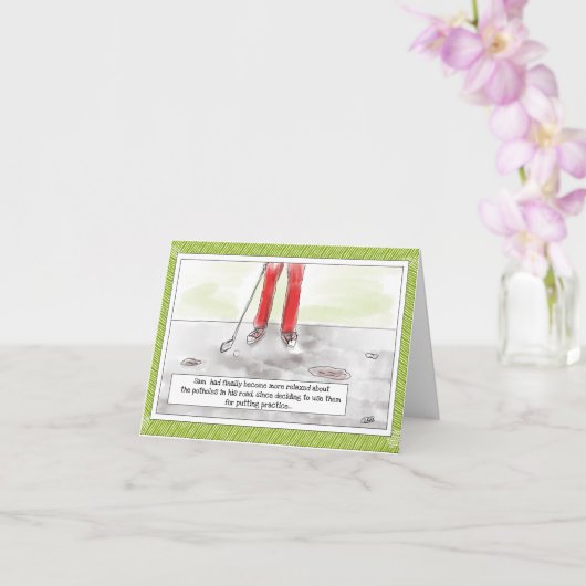 Grappig Golf "Putting In Potholes" Verjaardag Kaart (Orchidee)