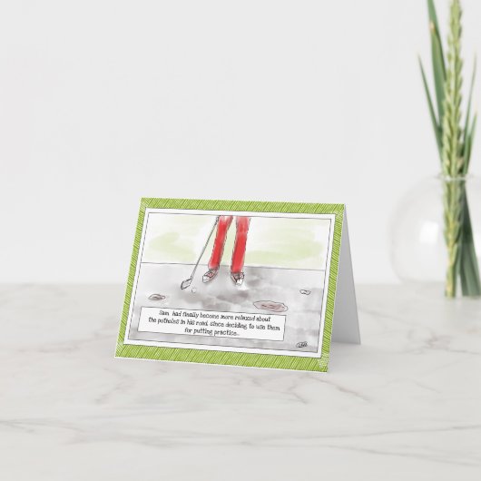 Grappig Golf "Putting In Potholes" Verjaardag Kaart (Voorkant)