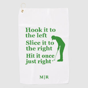 Grappig Golf Theme Quote Hook it, Slice it, Hit it Golfhanddoek