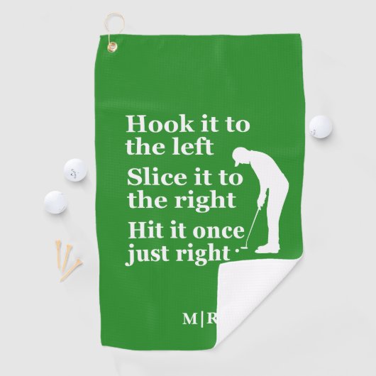 Grappig Golf Theme Quote Hook it, Slice it, Hit it Golfhanddoek (Insitu)