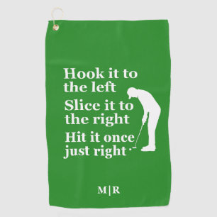 Grappig Golf Theme Quote Hook it, Slice it, Hit it Golfhanddoek