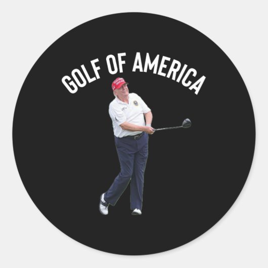 Grappig Golf van Amerika Donald Trump Pun Ronde Sticker (Voorkant)
