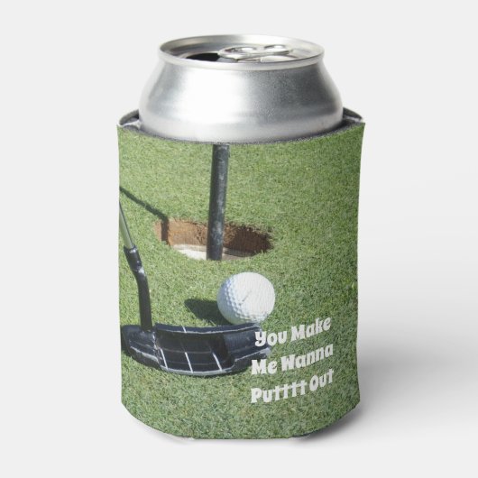 Grappig golf wil eruit zetten, blikjeskoeler (Blikje Voorkant)