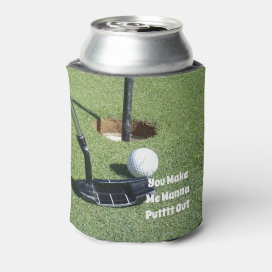 Grappig golf wil eruit zetten, blikjeskoeler (Blikje Achterkant)