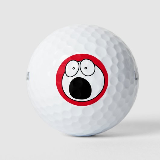 Grappig golfbal: Verschrikt humoristisch gezicht Golfballen (Voorkant)