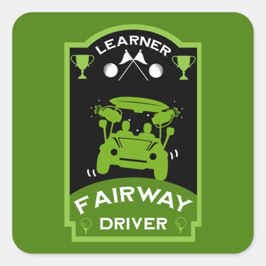 Grappig golfcadeau voor beginners vierkante sticker (Voorkant)