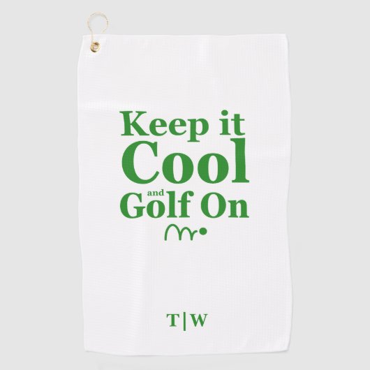 Grappig golfcitaat Houd het koel en golf op Initia Golfhanddoek (Voorkant)
