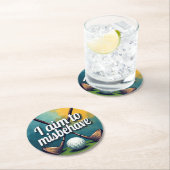 Grappig golfcitaat met  stijl ronde kartonnen onderzetter (Insitu)