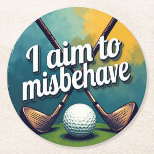 Grappig golfcitaat met stijl ronde kartonnen onderzetter