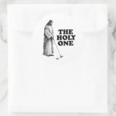 Grappig golfen Jezus de Heilige Ronde Sticker (Tas)