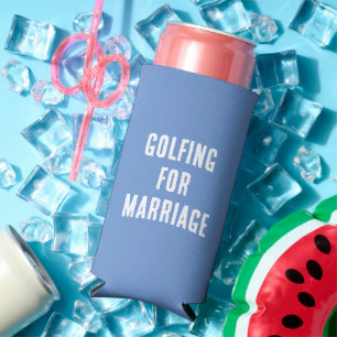 Grappig "Golfen voor het huwelijk." Blauw en Wit Seltzer Blikjeskoeler