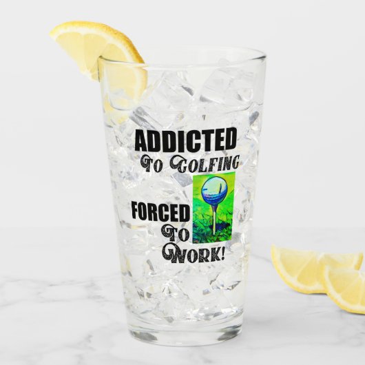 Grappig Golfen Werk Quote Sport Hobby Mannen Glas (Voorkant ijs)