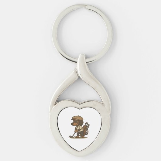 Grappig golfer cadeau � Dachshund op de Tee Sleutelhanger (Voorkant)