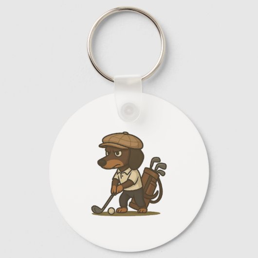 Grappig golfer cadeau � Dachshund op de tee Sleutelhanger (Voorkant)