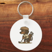 Grappig golfer cadeau � Dachshund op de tee Sleutelhanger (Voorkant)