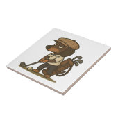 Grappig golfer cadeau � Dachshund op de tee Tegeltje (Zijkant)